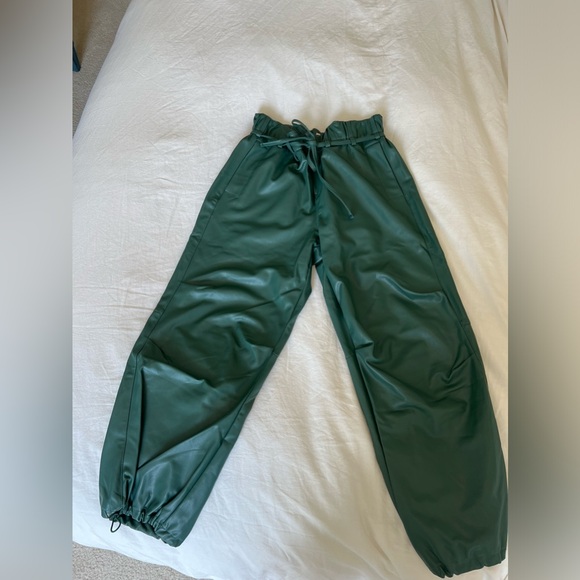 Anthropologie / Pilcro Green Faux Leather Cinch Waist Cargo Jogger - Picture 6 of 6